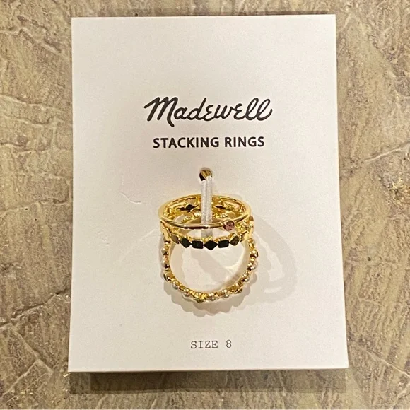 Madewell Set of Three Faux Pearl & Gem
Stackable Rings NWT Size 8 - Picture 7 of 9